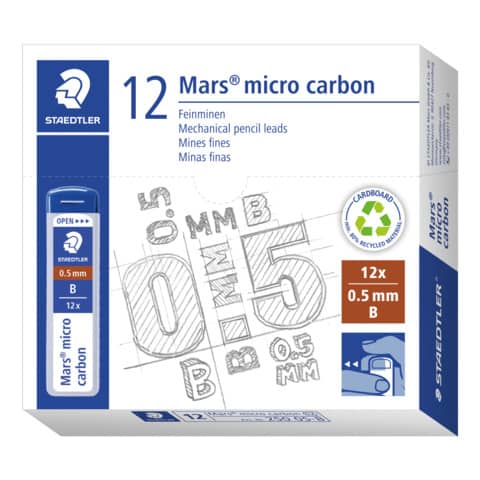 Mine sottili Staedtler Mars micro carbon 250 B 0,5 mm confezione da 12 pezzi - 250 05-B